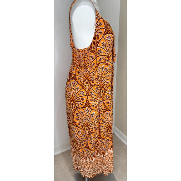 Knox Rose Sundress Womens Sz XL Wide Strap Front Tie A Line Midi Dress Pockets - Picture 4 of 7